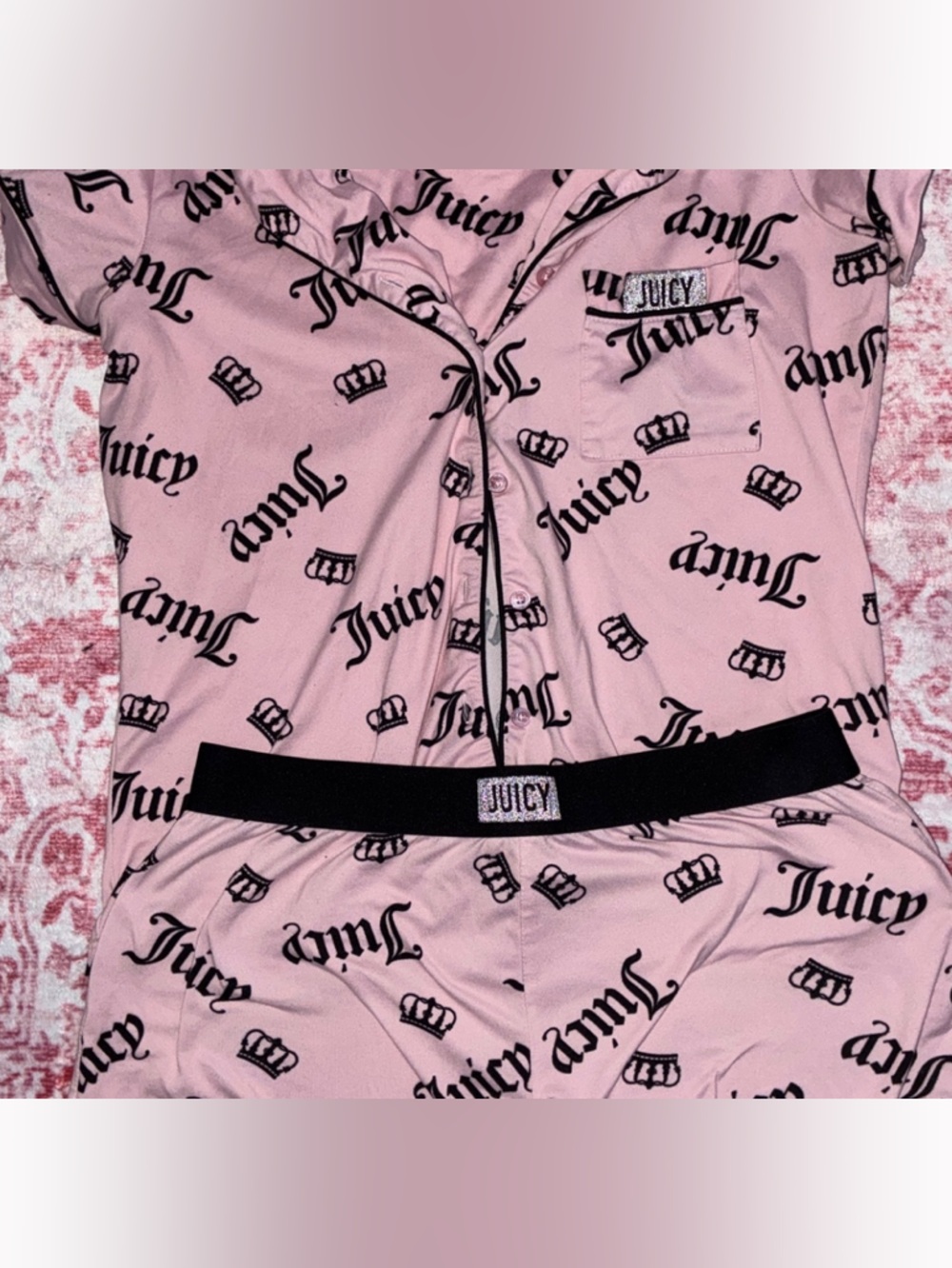 Juicy Couture Pink and Black Pajama Set